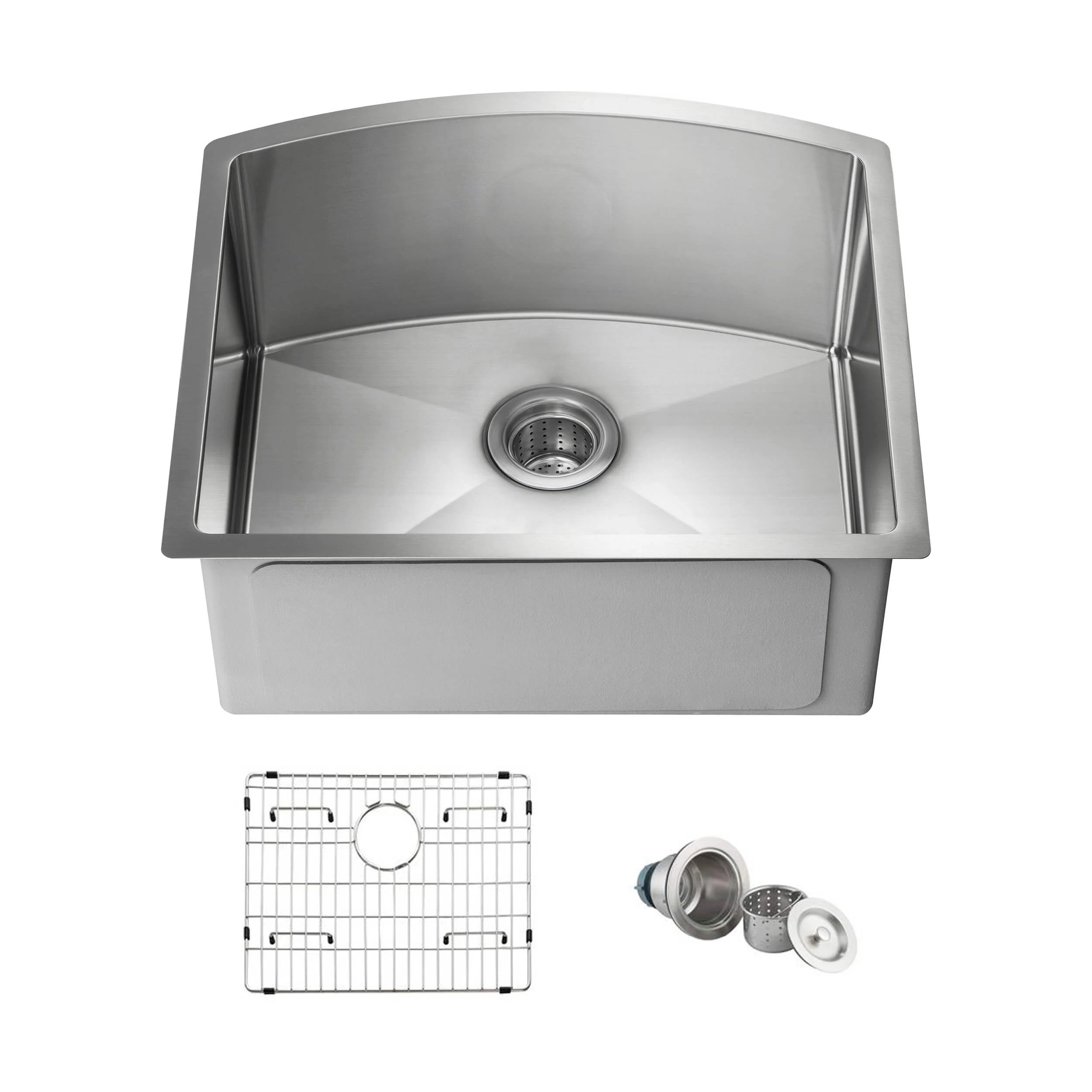 22″ Handcrafted Undermount Single Bowl 16 gauge D Shape Stainless Steel Kitchen Sink – K1-S22-D
