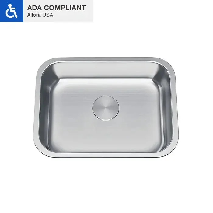 27" ADA-Compliant Single Bowl Undermount Sink in Stainless Steel – Classic Design – ADA-KSN-2718-S