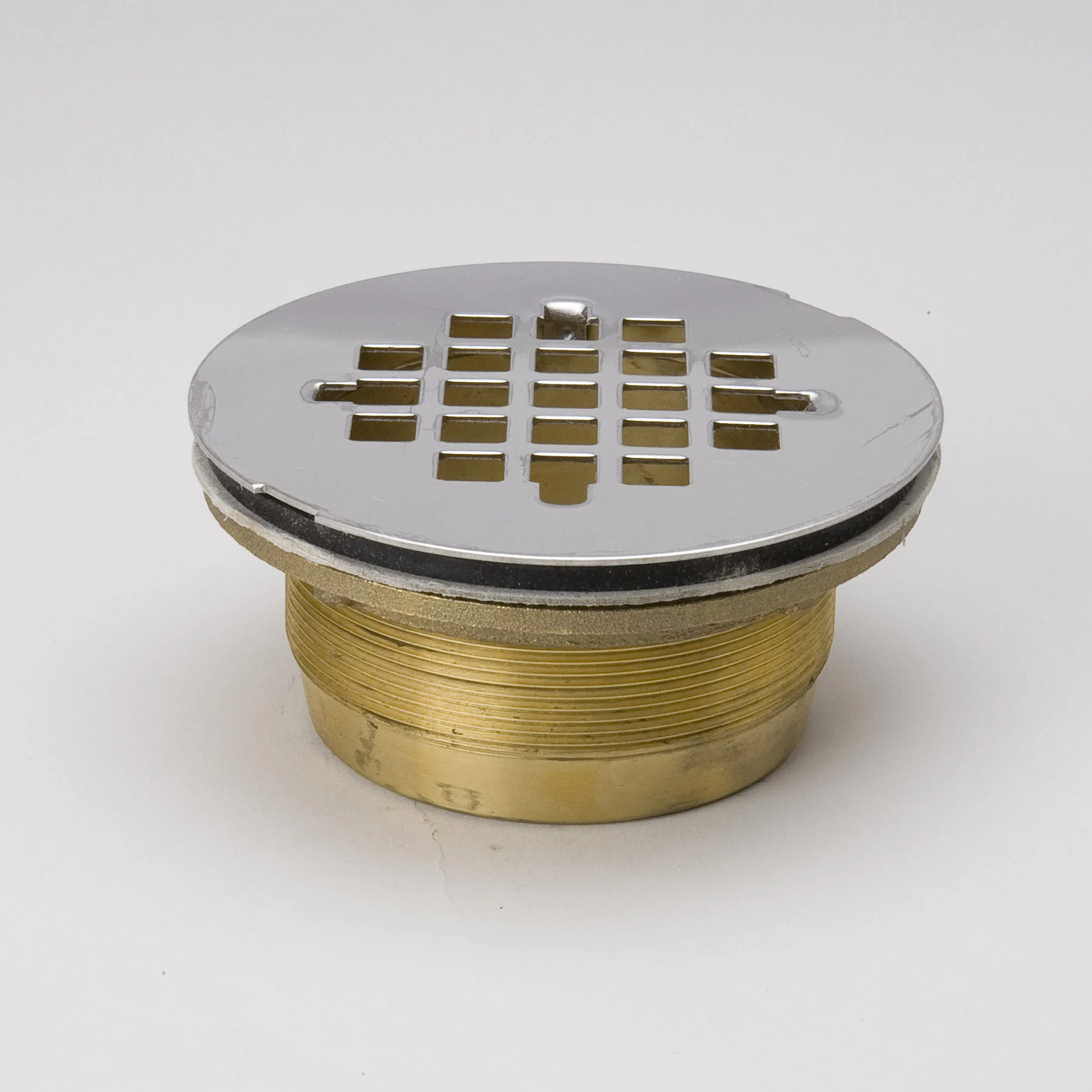 4-1/2-in Brass Threaded Shower Drain with Polished Chrome Grid
