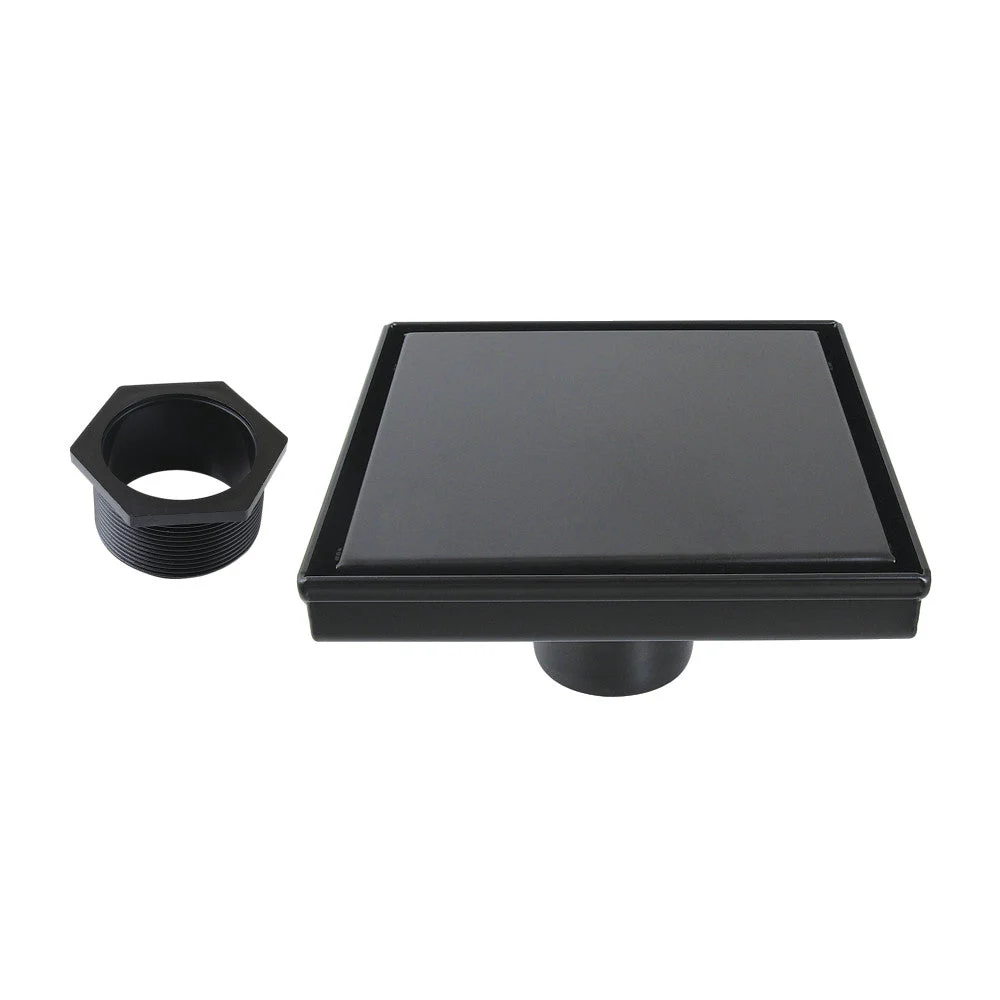 6" Stainless Steel Square Shower Drain in Matte Black