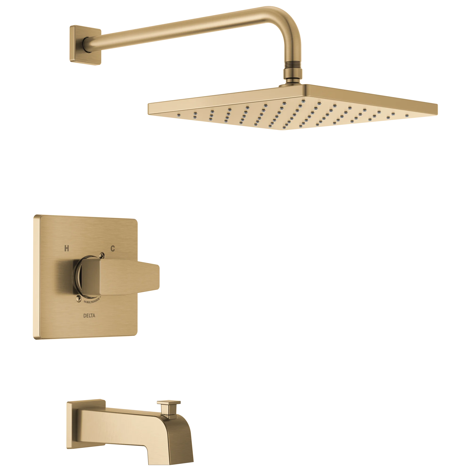 10" Square Raincan T/S & Trim 14S (Recertified)in Champagne Bronze