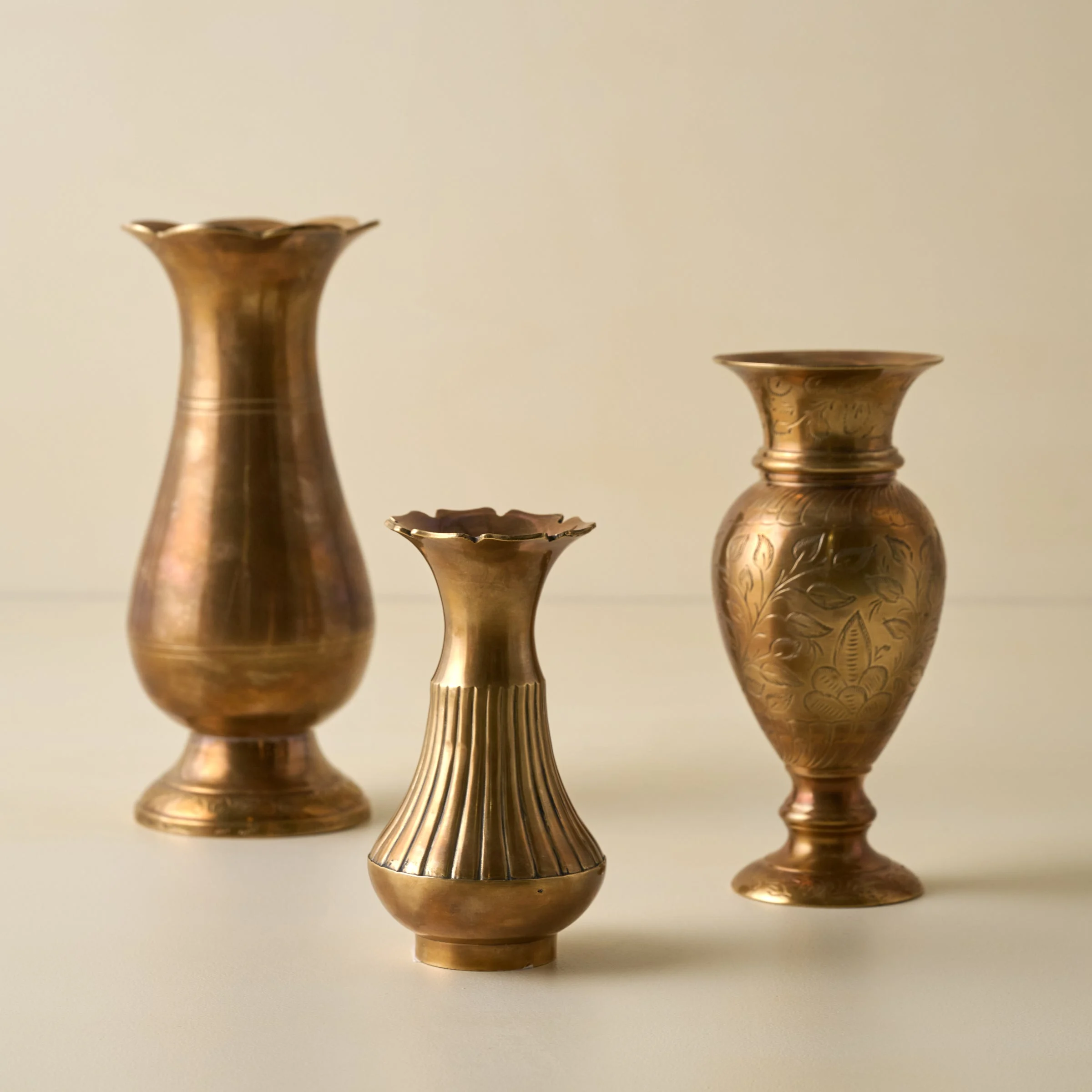 Anna Antiqued Solid Brass Vase