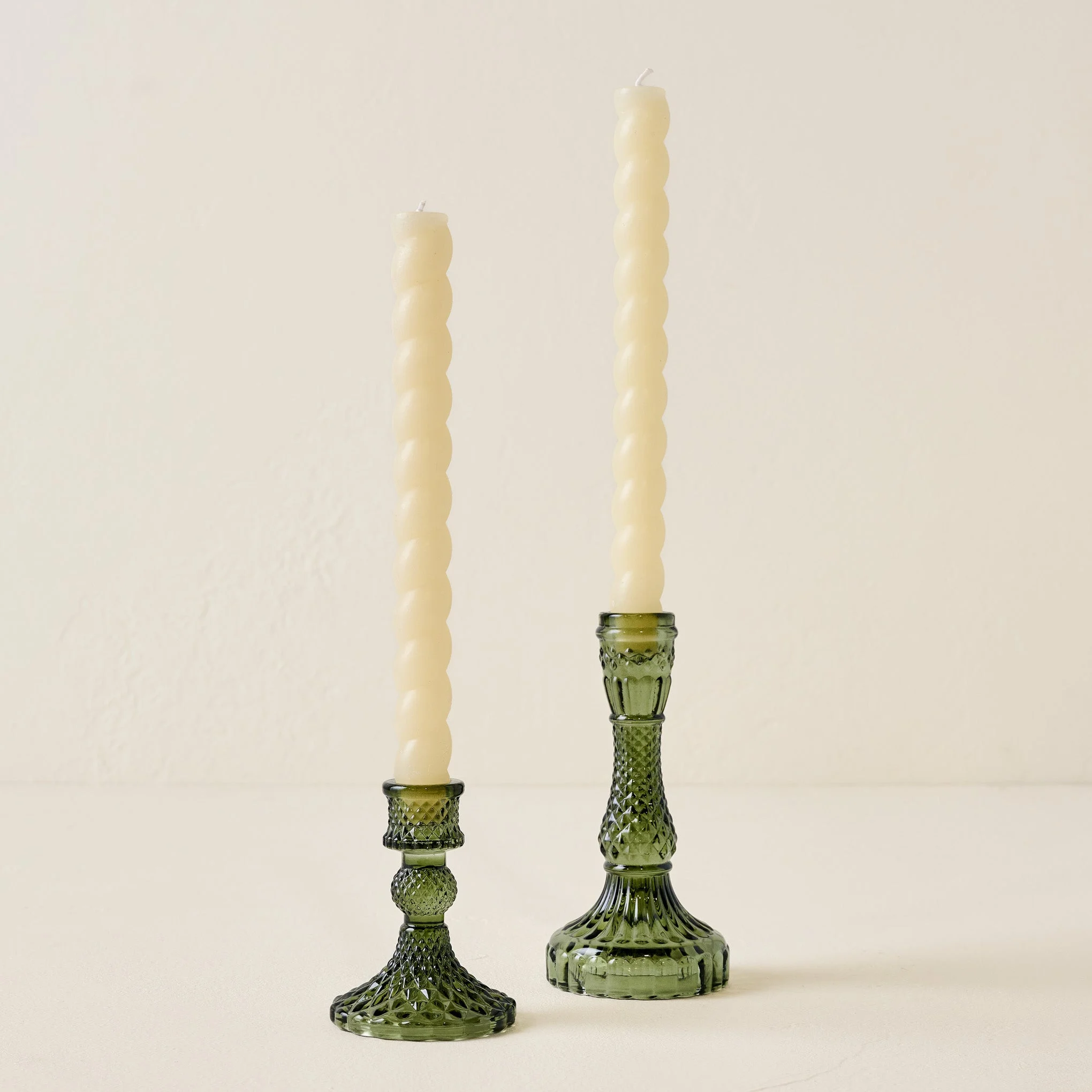 Antique Green Glass Taper Holder