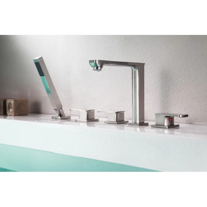ANZZI Shore 3-Handle Deck-Mount Roman Tub Faucet with Handheld Sprayer