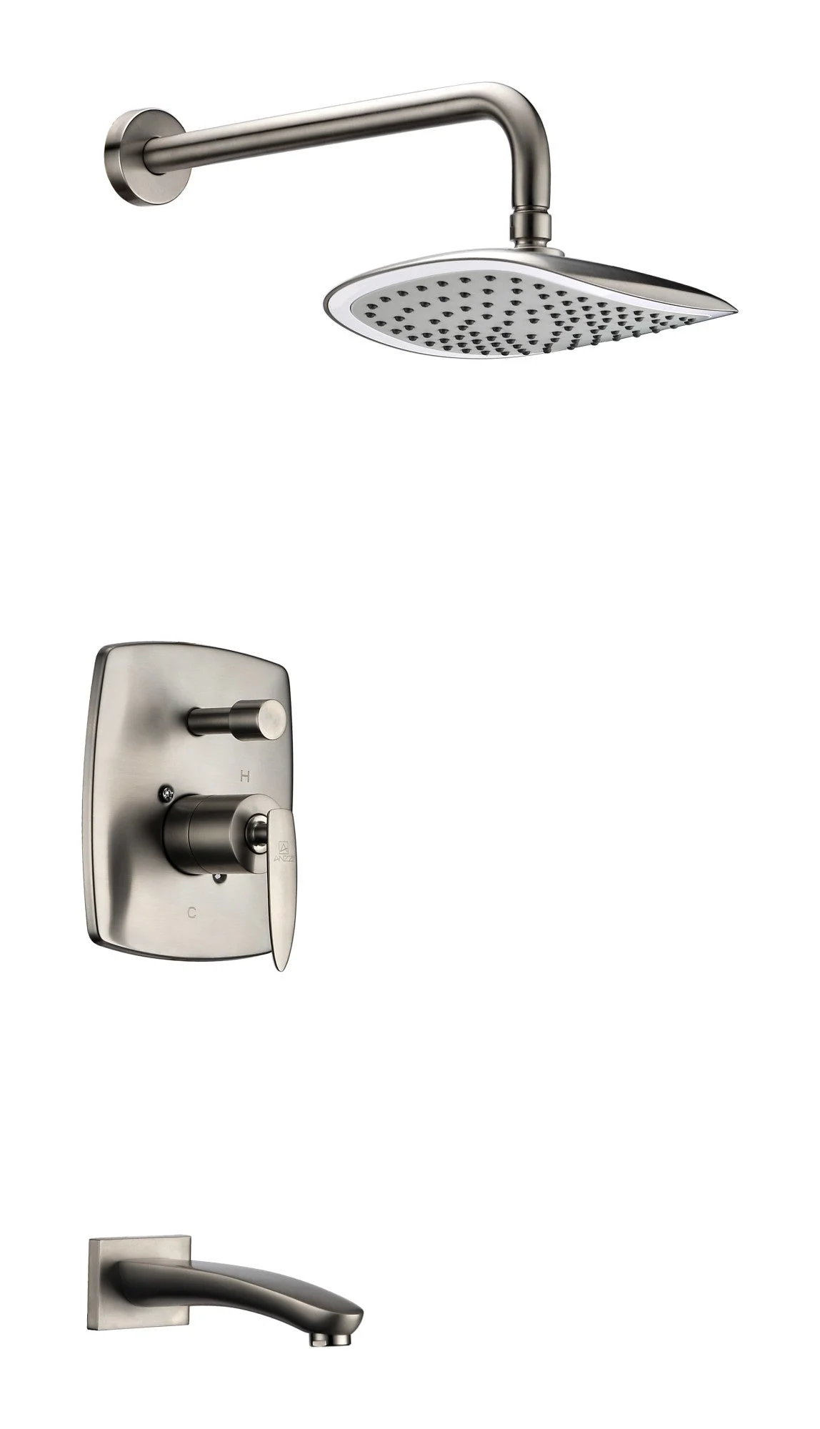 ANZZI Tempo Modern Tub and Shower Faucet Set, Single Handle Control, 16.3" Heavy Rain Showerhead, 1.8 GPM, Rhino Alloy Solid Brass, cUPC Certified