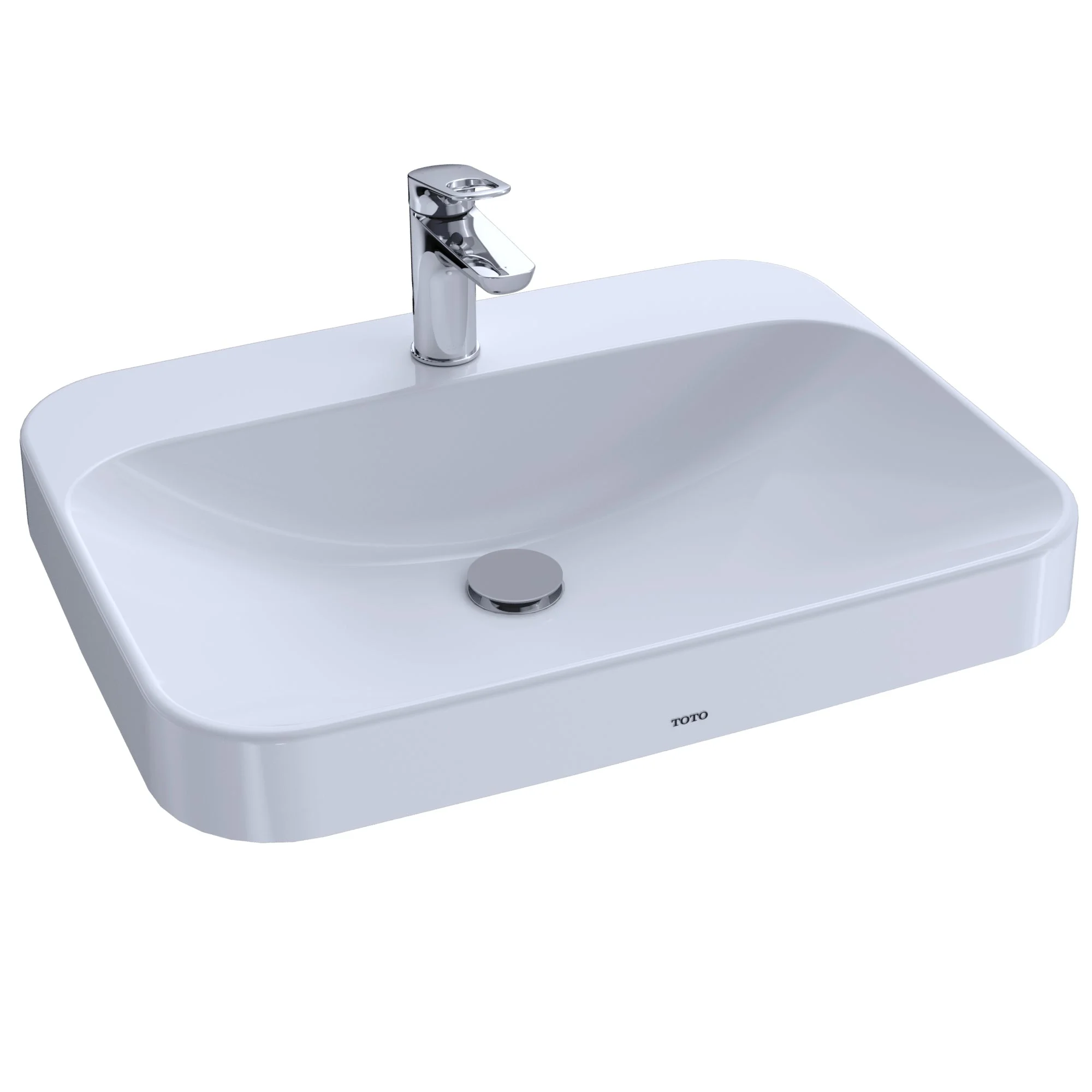 Arvina 24" x 18" Rectangular Bathroom Vessel Sink with Overflow (less Drain) - Cotton White LT416G#01 Toto