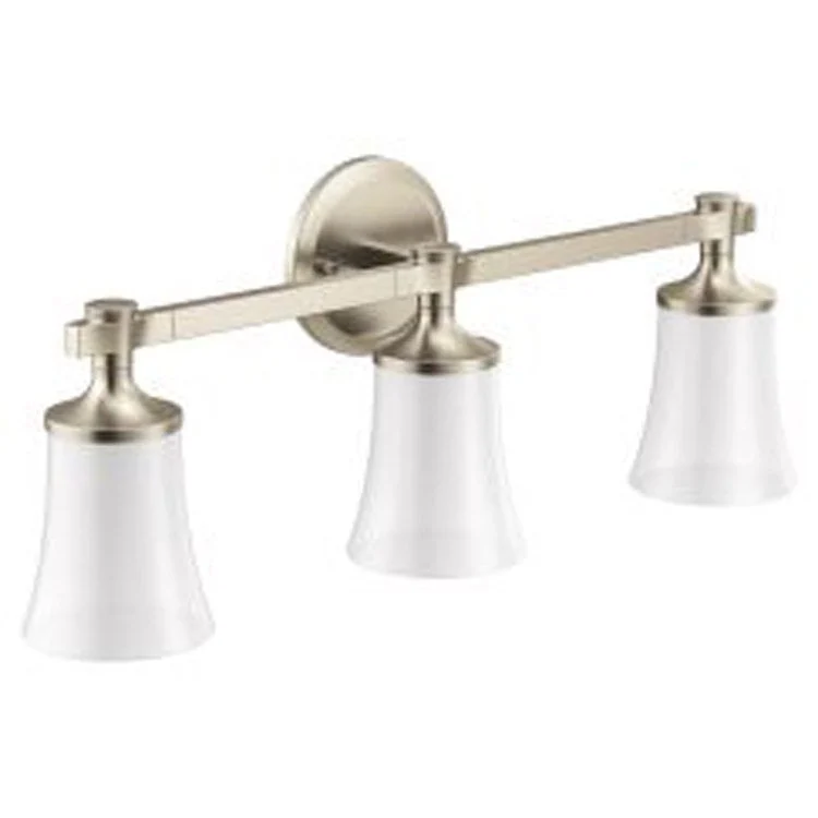 Bath Light Flara Vanity 3 Lamp Brushed Nickel Glass or Shade Frosted