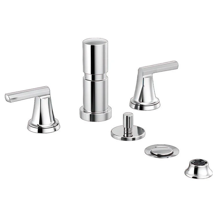 Bidet Faucet Levoir ADA Polished Chrome Metal Pop-Up Drain 4 Hole Brass 1.5 Gallon per Minute