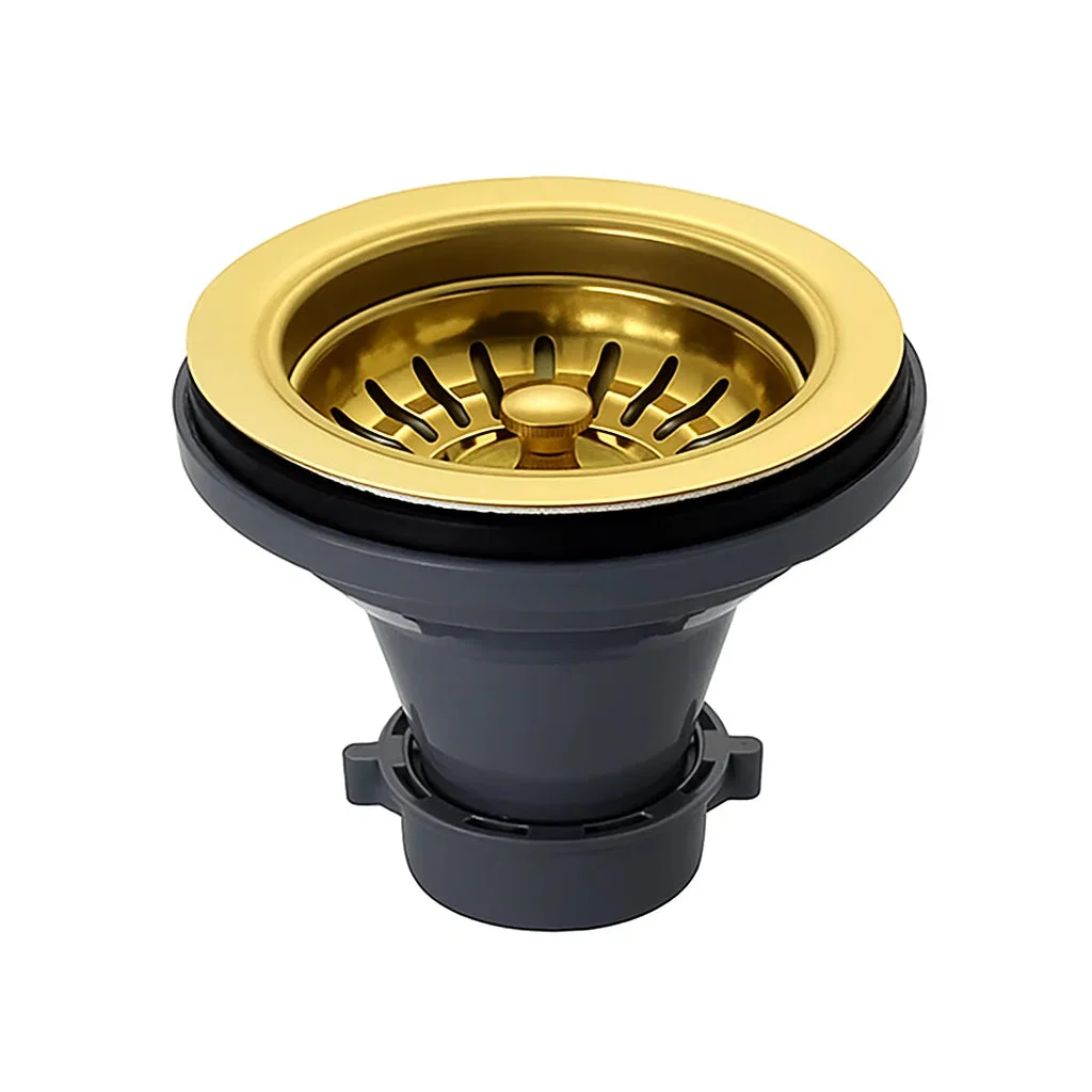 Brushed Gold Basket Strainer Set for 3-1/2" Drain Openings, SR-330-GL