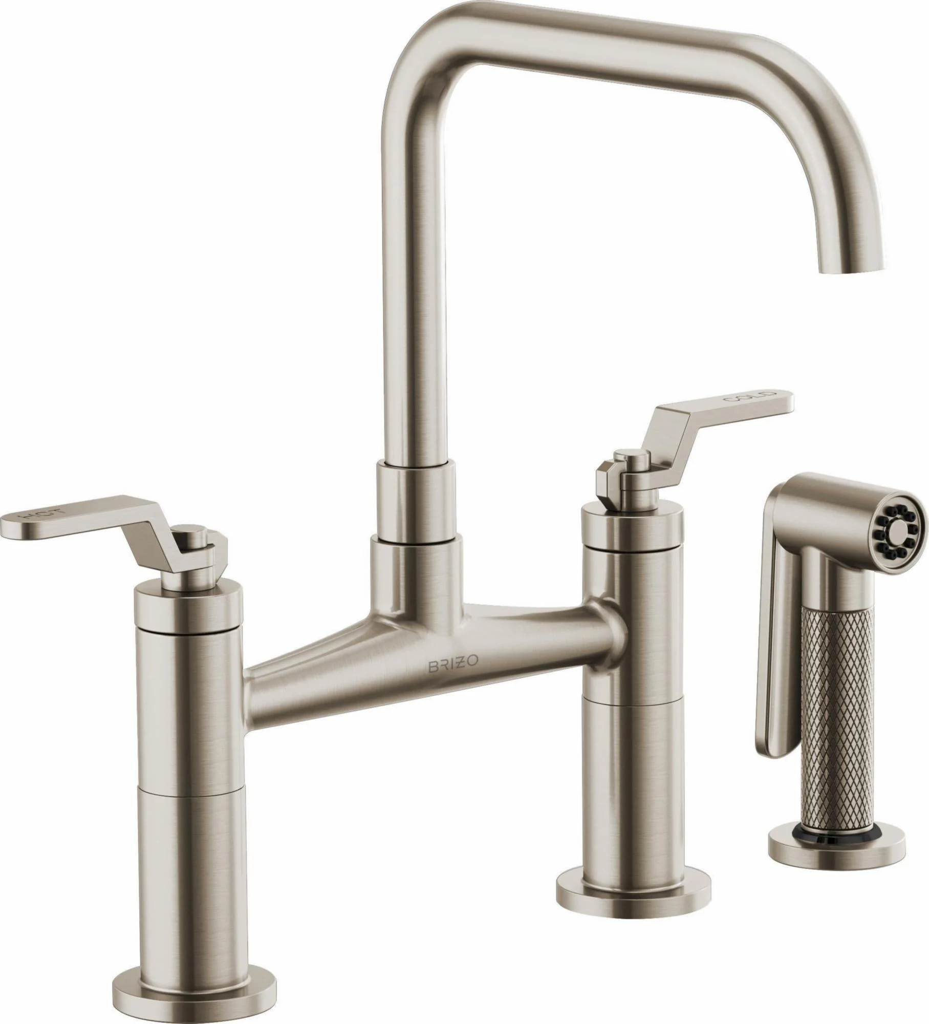 Litze Bridge Faucet with Square Spout and Industrial Handle - Stainless 62554LF-SS Brizo