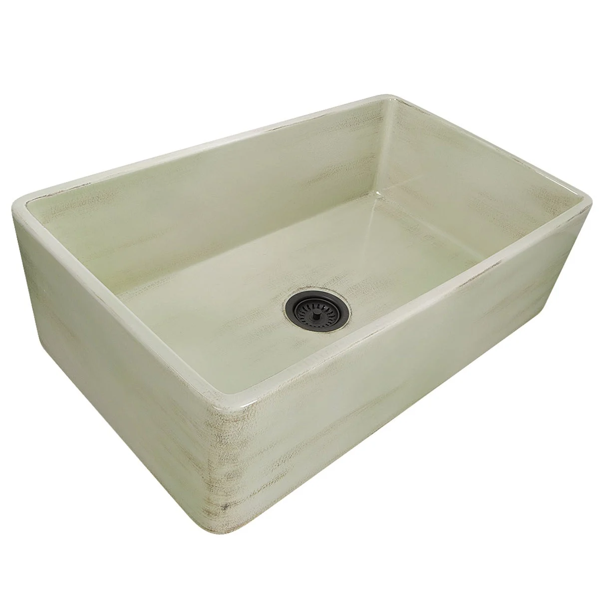 Nantucket Sinks 33" Farmhouse Fireclay Sink with Shabby Green Finish