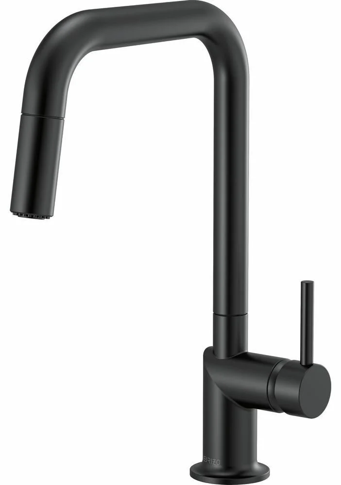 Odin Kitchen Faucet with Square Spout and Pulldown Spray (less Handle) - Matte Black 63065LF-BLLHP Brizo