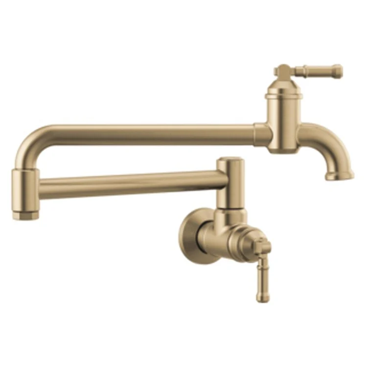 Pot Filler Broderick Wall Mount Cold Water Only 2 Lever ADA Brilliance Champagne Bronze Dual Jointed Swing 24 Inch 4.0 Gallons per Minute