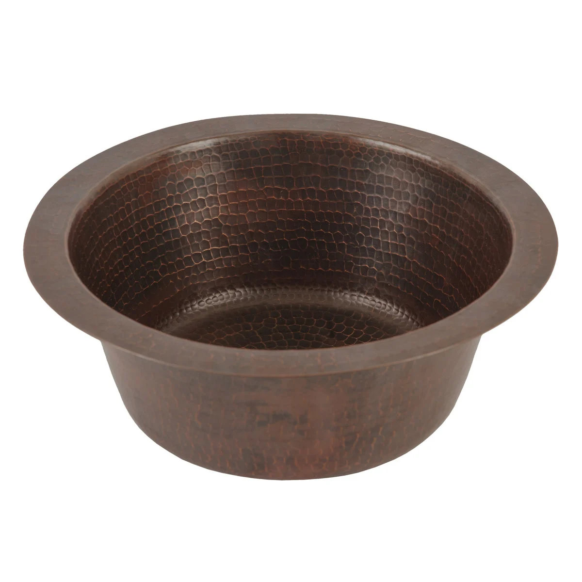 Premier Copper Products 12" Round Hammered Copper Bar Sink with 2" Drain Size