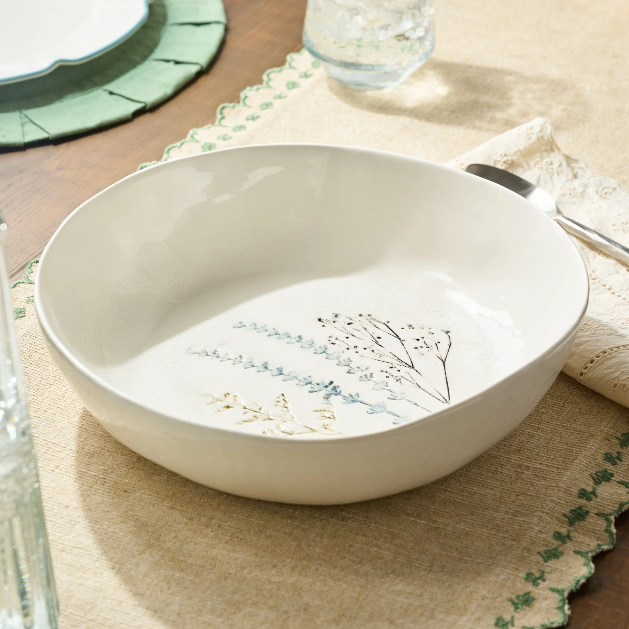 Pressed Floral Serving Bowl