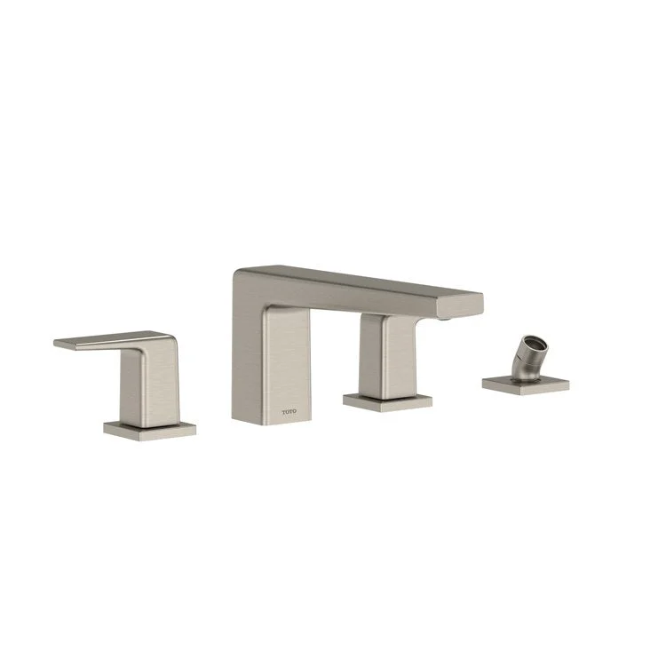Roman Tub Trim GB Deck Mount with Handshower Outlet 2 Lever Brushed Nickel ADA 4 Hole