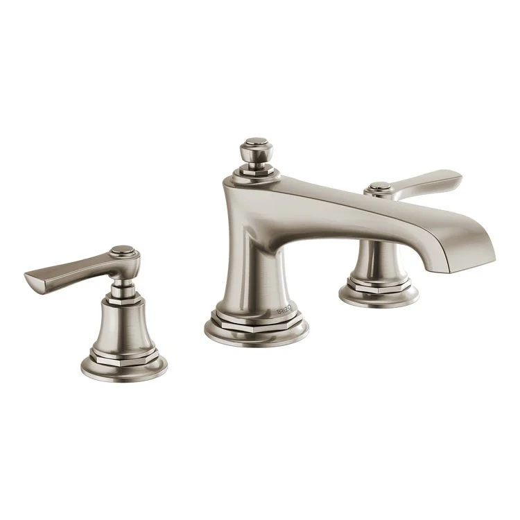 Roman Tub Trim Rook Less Handle Brilliance Luxe Nickel ADA 10 to 16 Inch Spread 3 Hole 14 Gallons per Minute