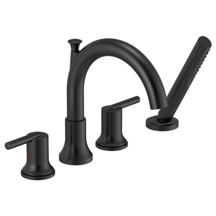 Roman Tub Trim Trinsic with Handshower 2 Lever Matte Black WaterSense ADA 8 to 16 Inch Spread 4 Hole for Rough-In R4707/R4707-PX/R4707-MF