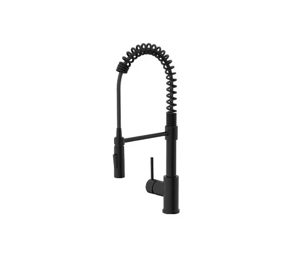 Spring Kitchen Faucet with Pull-Down Sprayer in Black, A-807-BL