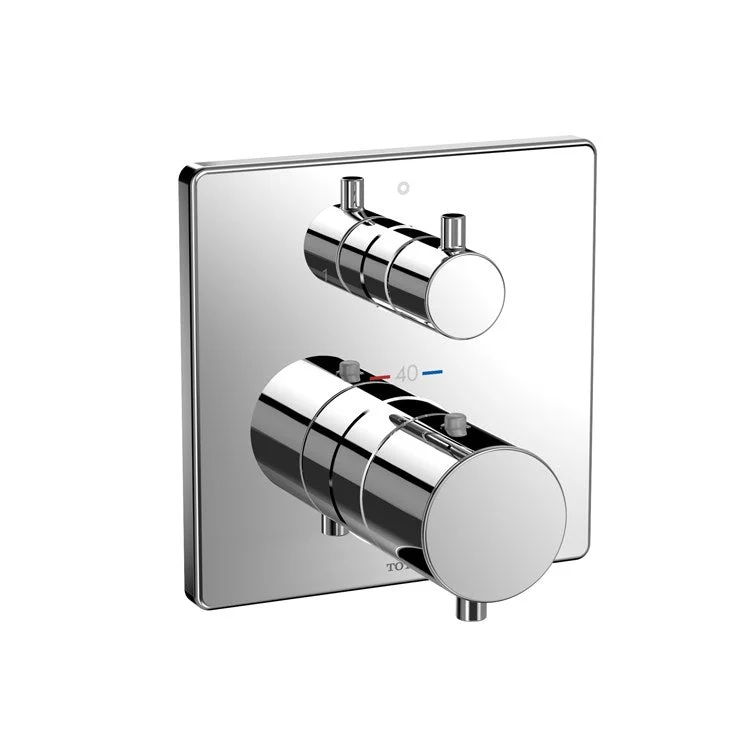Thermostatic Trim with 2 Way Diverter Square 2 Knob Polished Chrome for Requires Mini Unit TBN01001U