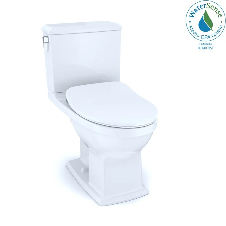 Toilet Connelly 2 Pieces Close Coupled Universal Height Cotton Elongated 30-1/4 Inch 0.9/1.28 Gallons per Flush Right Hand Chrome Soft Close