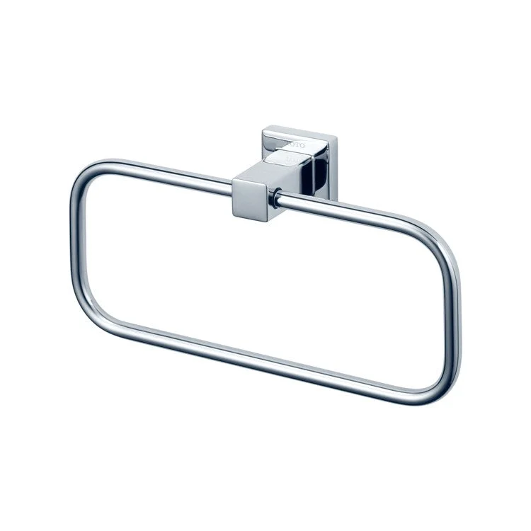 Towel Ring L 9-1/16 Inch Square Polished Chrome Metal 2-3/16 Inch