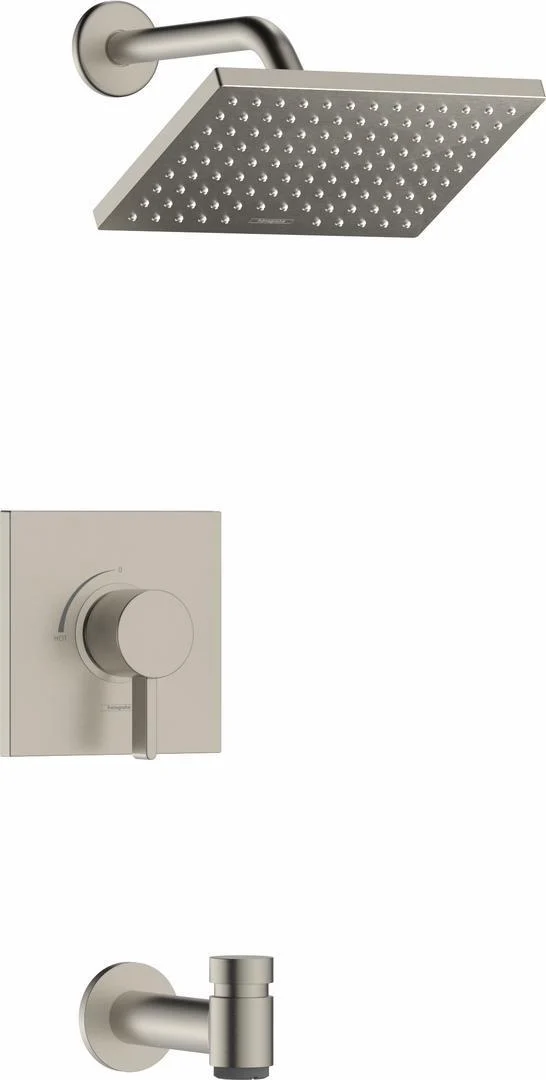 Vernis Shape Pressure Balance Tub & Shower Faucet - Brushed Nickel 04963820 Hansgrohe