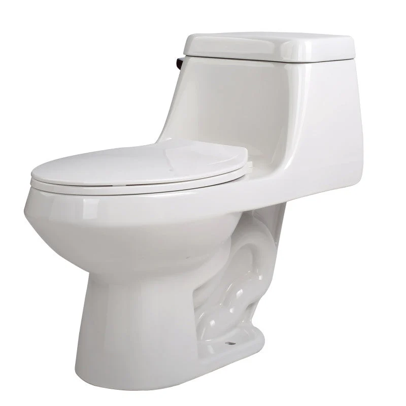 Zeus Series 12 in. Closed Coupled 1.28 GPF Single Flush Elongated Toilet in Glossy White Finish with Soft Close Seat
